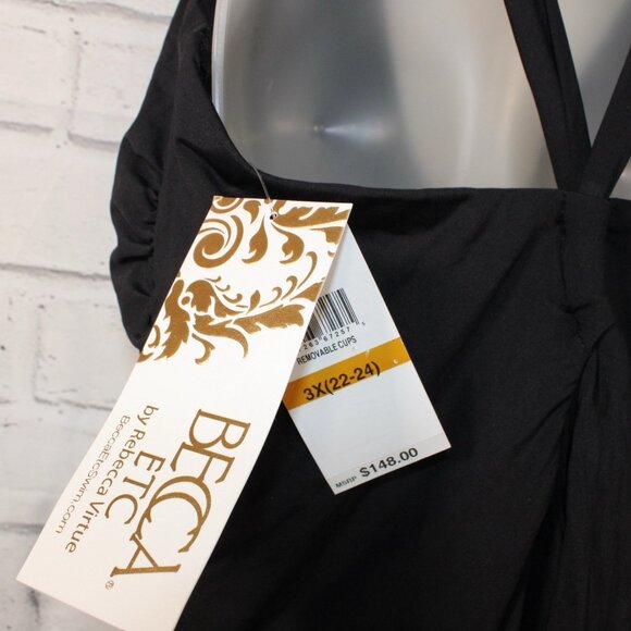 BECCA ETC Plus Size 3X Color Code Plunging Tear-Drop Tie One-Piece Swimsuit $148 - Picture 6 of 7